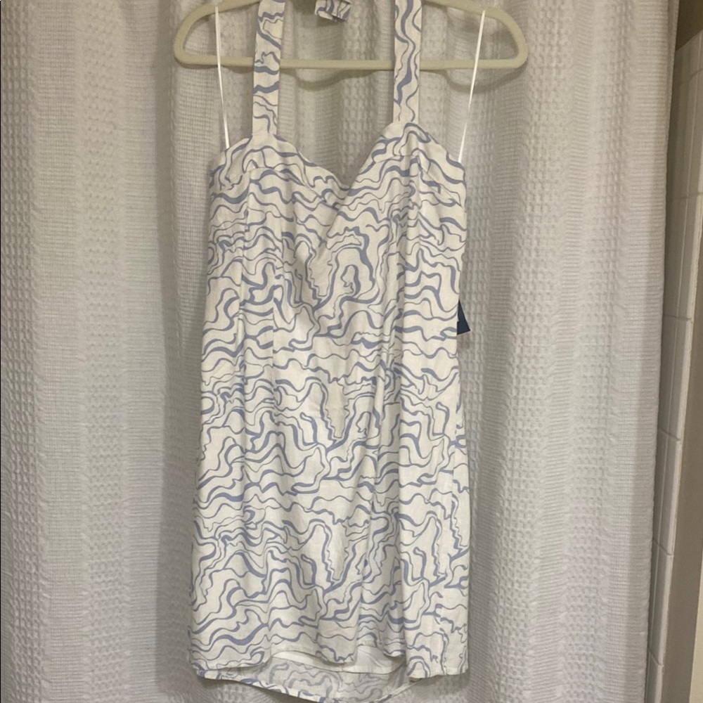 Abercrombie & Fitch White and Blue Patterned Dress